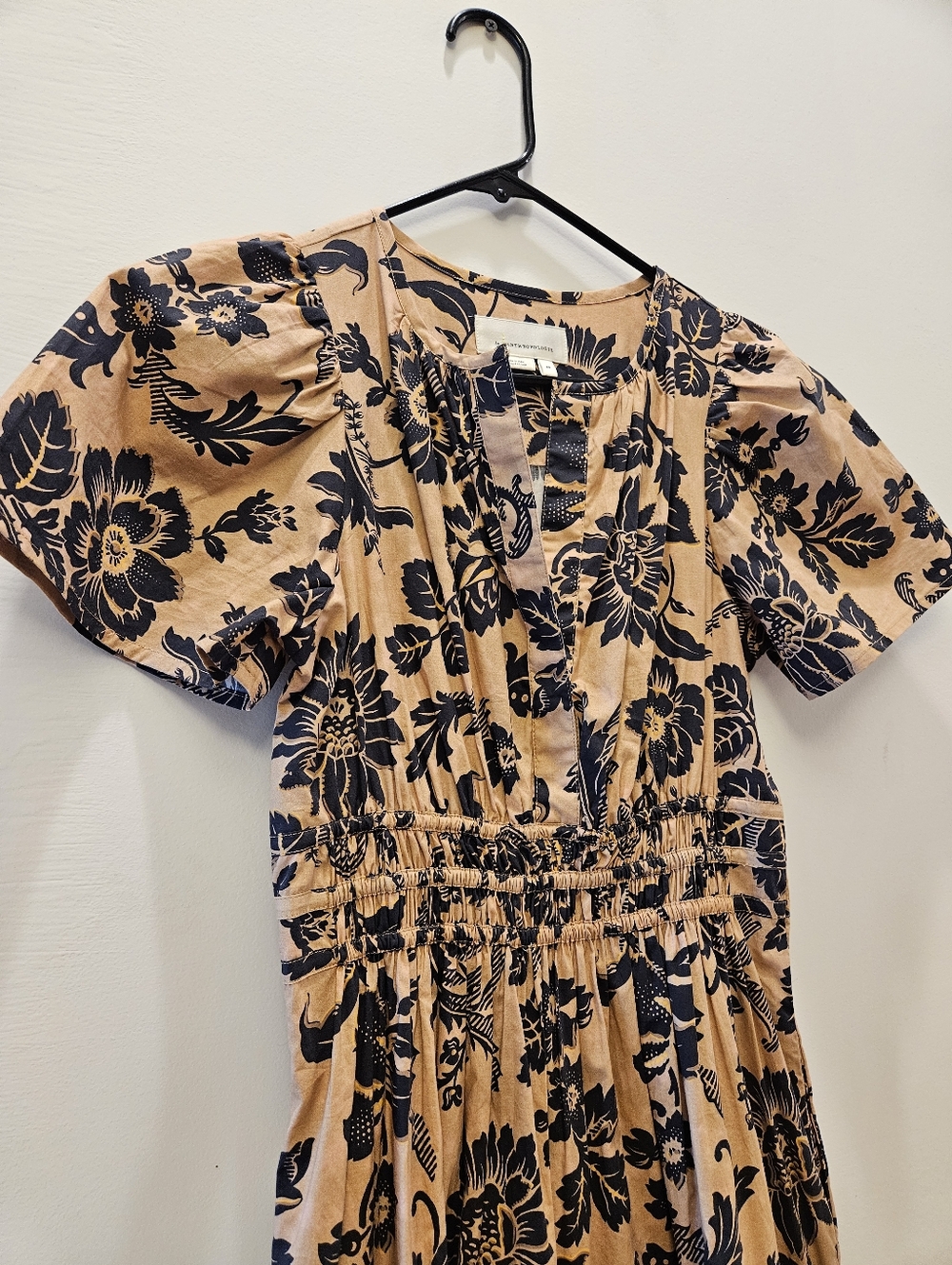Anthropologie The Somerset Maxi Dress XS Tan/Navy - Picture 3 of 4